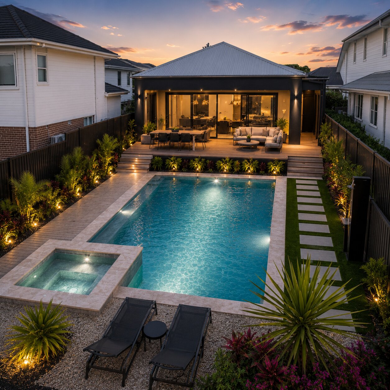 Family Pool II — 7m × 3m Package — view 7 — concrete pool by Wahoo Pool & Landscape Construction, Brisbane QLD