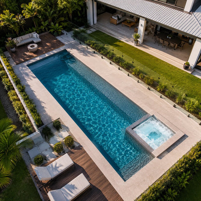 Grand Pool — 10m × 4m Flagship Package — view 1 — concrete pool by Wahoo Pool & Landscape Construction, Brisbane QLD
