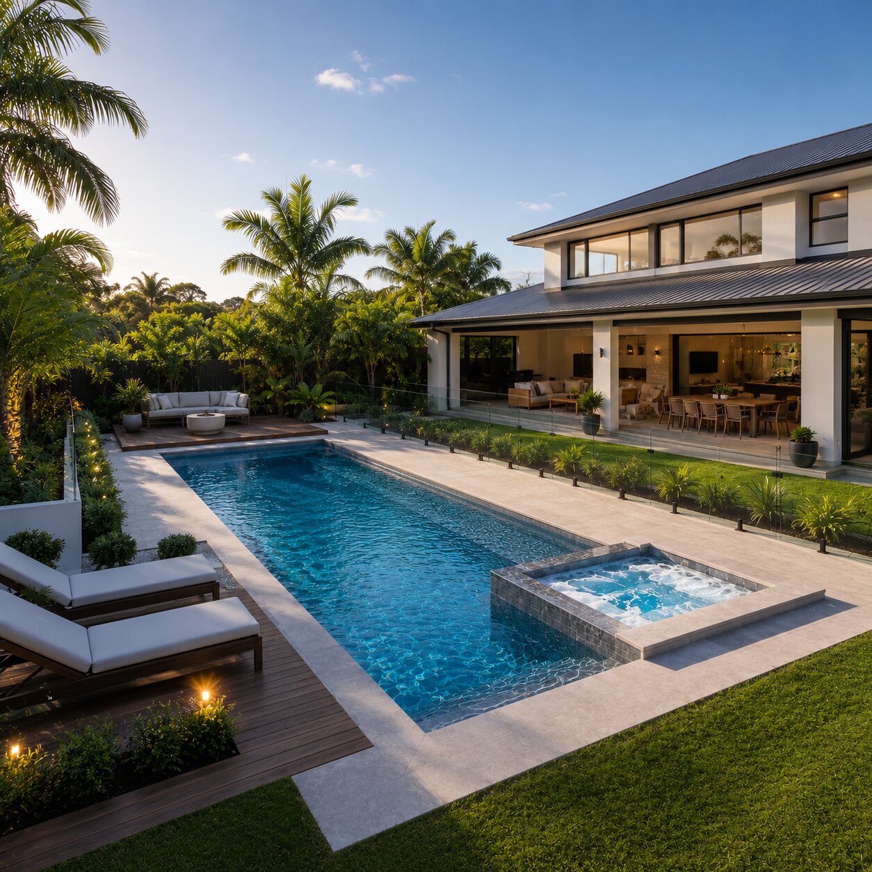 Grand Pool — 10m × 4m Flagship Package — view 3 — concrete pool by Wahoo Pool & Landscape Construction, Brisbane QLD
