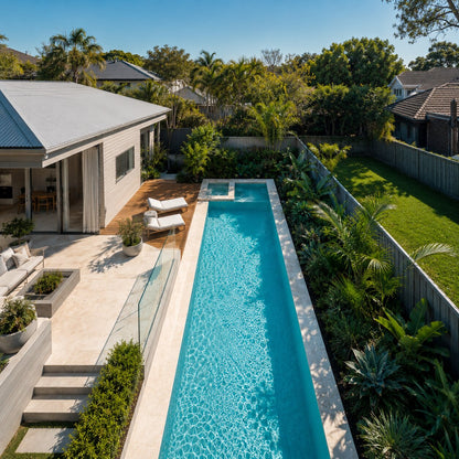 Resort Pool II — 8m × 3m Package — view 3 — concrete pool by Wahoo Pool & Landscape Construction, Brisbane QLD