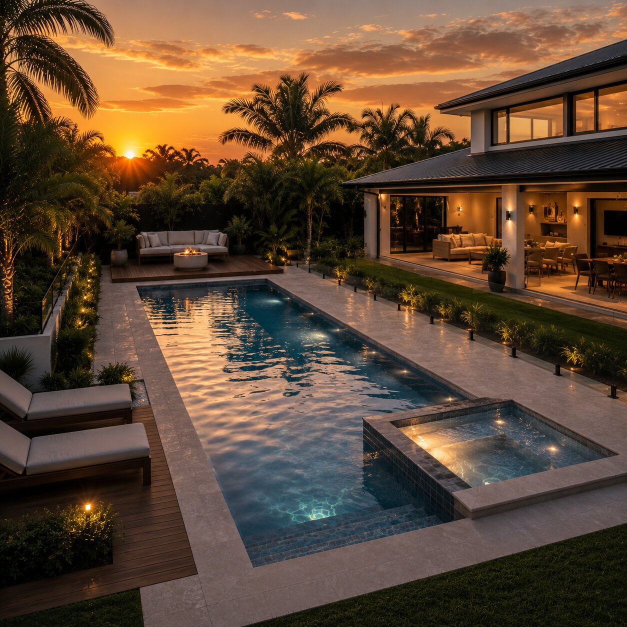 Grand Pool — 10m × 4m Flagship Package — view 4 — concrete pool by Wahoo Pool & Landscape Construction, Brisbane QLD