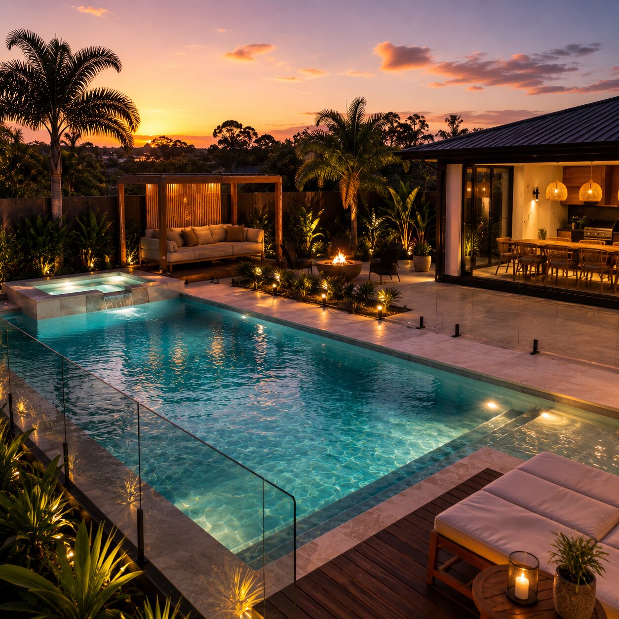 Resort Pool I — 7m × 4m Package — view 4 — concrete pool by Wahoo Pool & Landscape Construction, Brisbane QLD