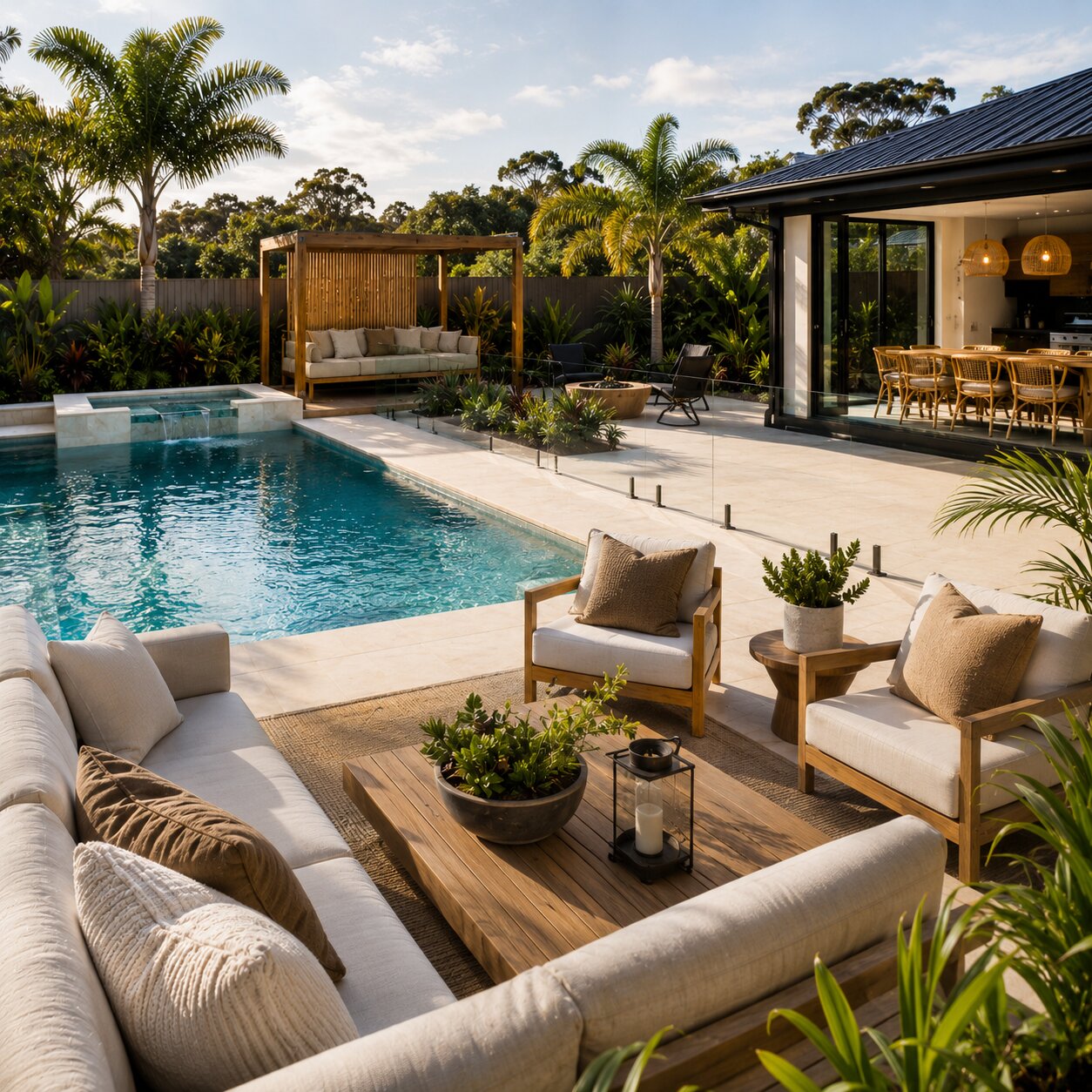 Resort Pool I — 7m × 4m Package — view 6 — concrete pool by Wahoo Pool & Landscape Construction, Brisbane QLD