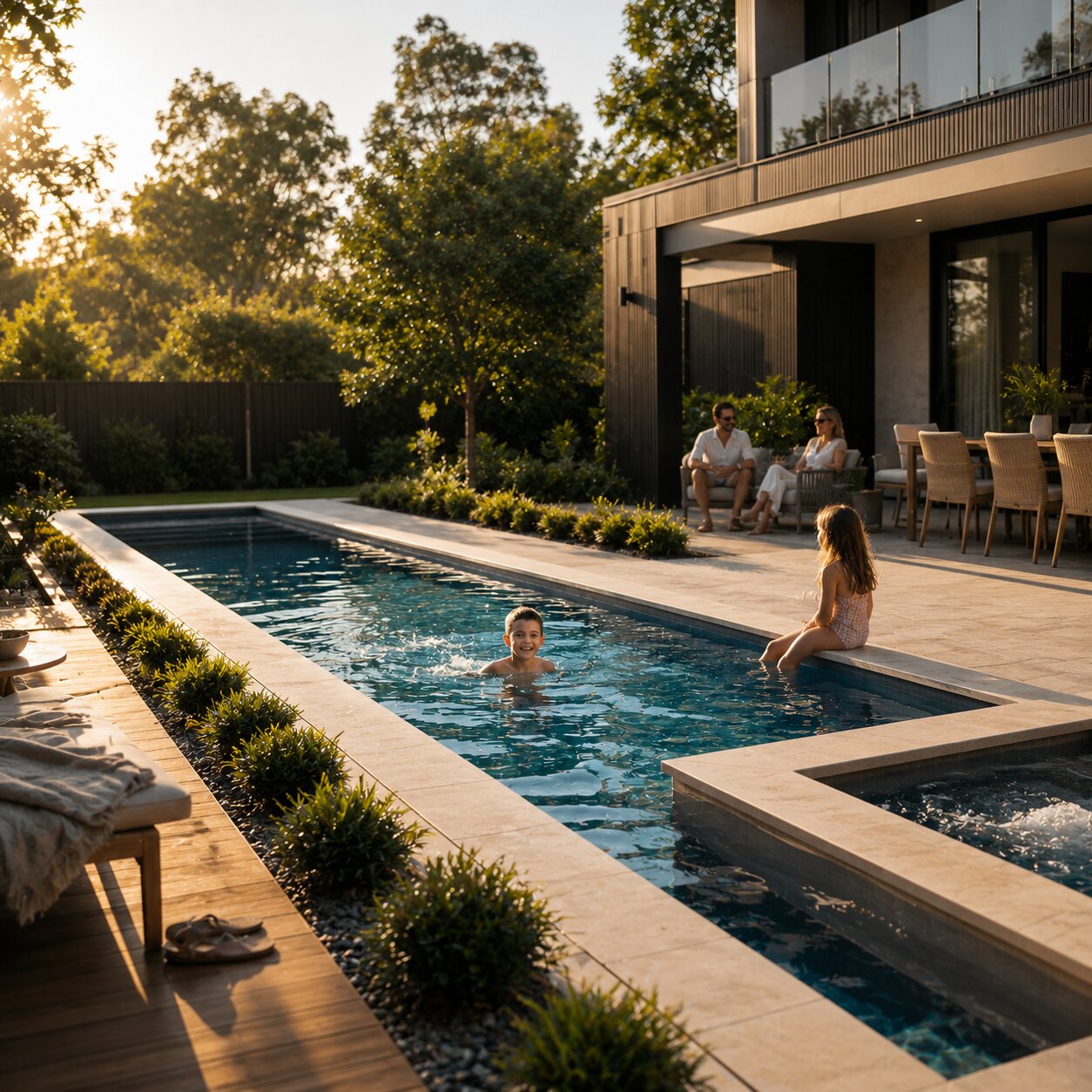 Contemporary Pool II — 10m × 3m Package — view 5 — concrete pool by Wahoo Pool & Landscape Construction, Brisbane QLD