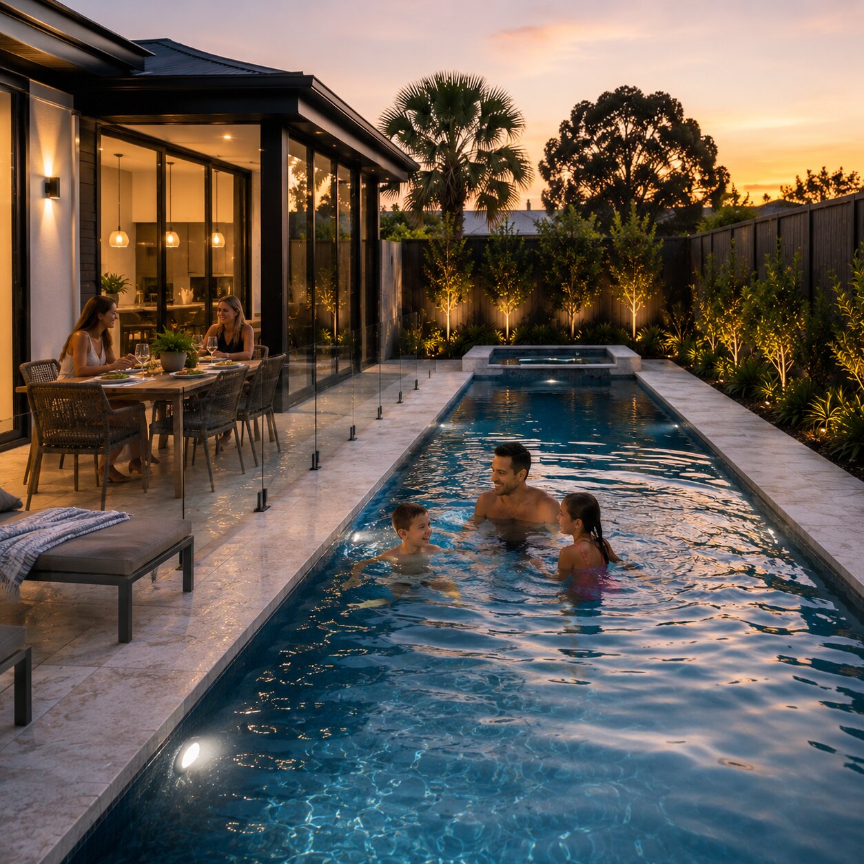 Entertaining Pool II — 9m × 3m Package — view 6 — concrete pool by Wahoo Pool & Landscape Construction, Brisbane QLD