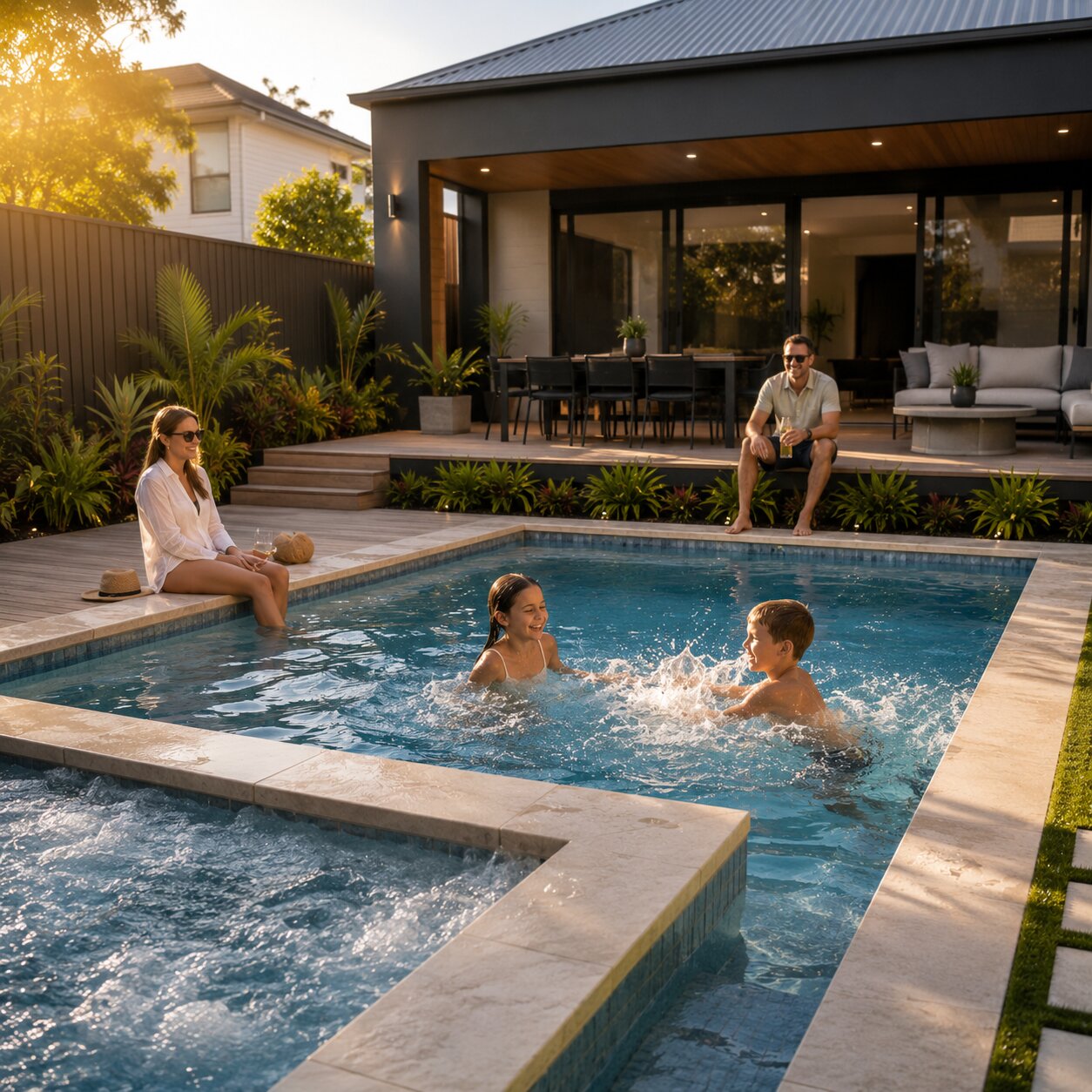Family Pool II — 7m × 3m Package — view 4 — concrete pool by Wahoo Pool & Landscape Construction, Brisbane QLD
