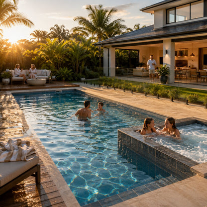 Grand Pool — 10m × 4m Flagship Package — view 5 — concrete pool by Wahoo Pool & Landscape Construction, Brisbane QLD