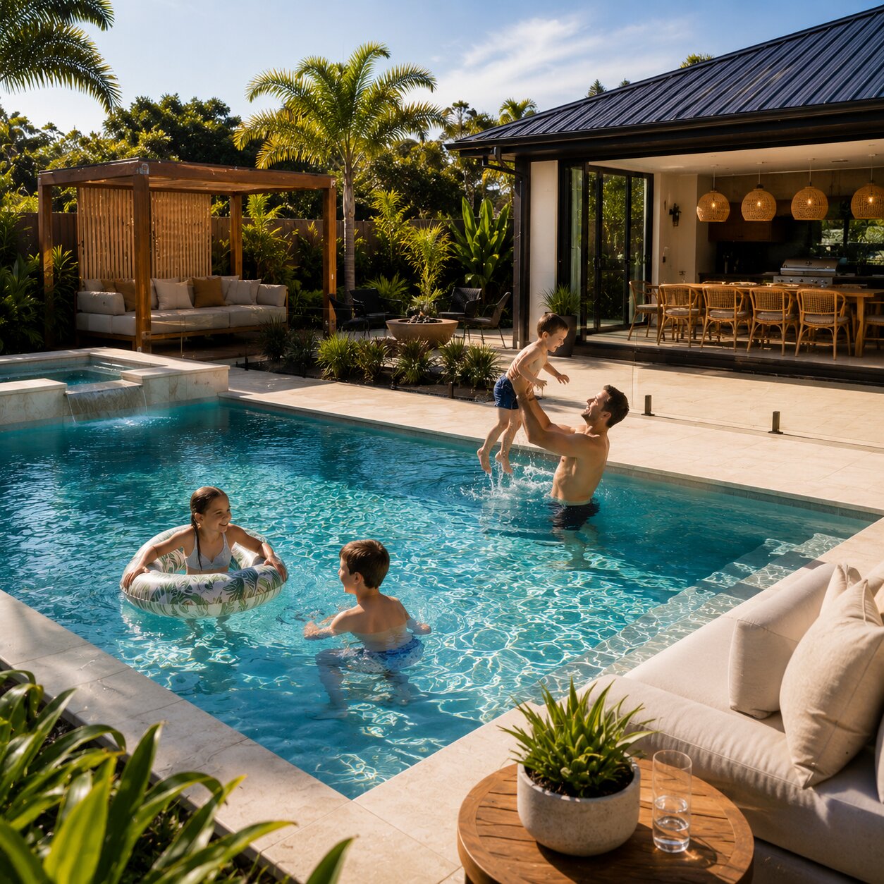 Resort Pool I — 7m × 4m Package — view 5 — concrete pool by Wahoo Pool & Landscape Construction, Brisbane QLD